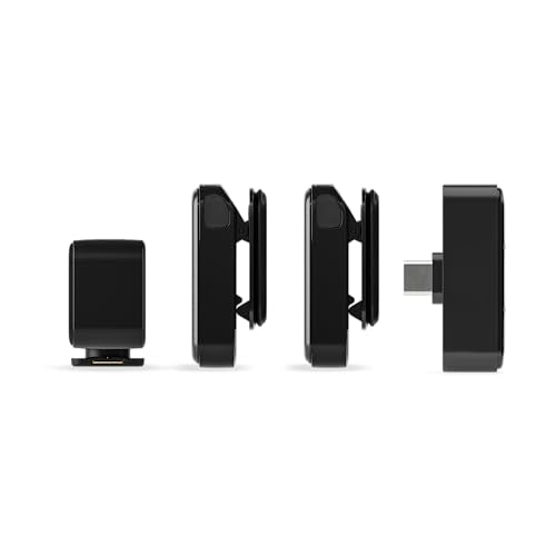 RØDE Wireless Micro - Compact Wireless Microphone Camera Kit, Two Mics with Camera Receiver, Smartphone Receiver, and Charge Case for Content Creation - USB-C, Black