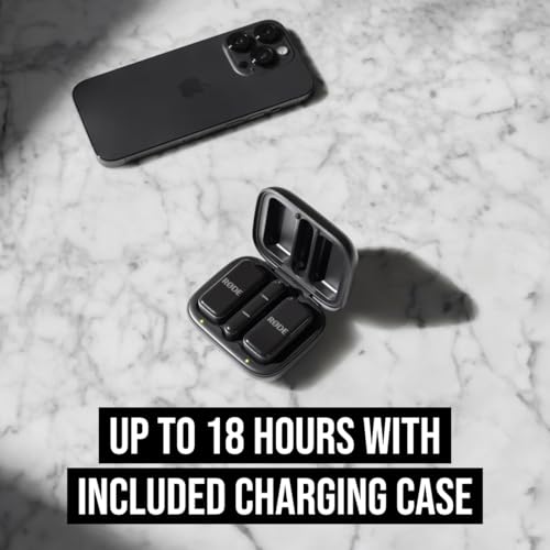 RØDE Wireless Micro - Compact Wireless Microphone Camera Kit, Two Mics with Camera Receiver, Smartphone Receiver, and Charge Case for Content Creation - USB-C, Black