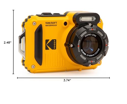 Kodak PIXPRO WPZ2 Waterproof Digital Camera, 16MP with 4X Optical Zoom, Shockproof, Dustproof, 1080p Video, Wi-Fi, Waterproof to 50ft, Blue