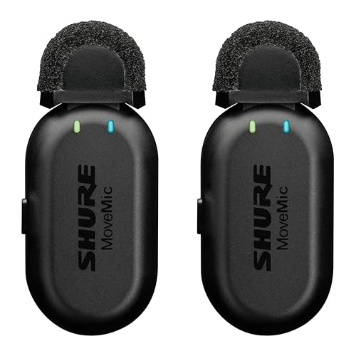 Shure MoveMic Two Kit, Pro Wireless Lavalier Microphones with Camera Receiver for DSLR
