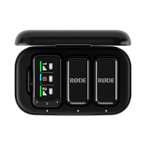 RØDE Wireless Micro - Compact Wireless Microphone Camera Kit, Two Mics with Camera Receiver, Smartphone Receiver, and Charge Case for Content Creation - USB-C, Black