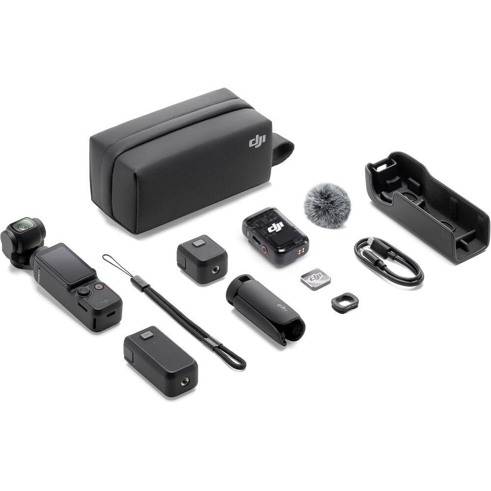 DJI Osmo Pocket 3 Creator Combo, 1'' CMOS, 4K Resolution/120fps Vlog Camera, 3-Axis Stabilization, Face/Object Tracking, Mic Included for Clear Sound, Digital Camera for YouTube