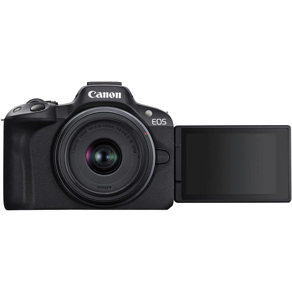 Canon EOS R50 Mirrorless Camera Kit – APS-C RF Camera with 18-45mm Lens, 4K Video, Dual Pixel AF II & Vari-Angle Touchscreen (5811C012) + Shoulder Bag + 64GB Memory Card