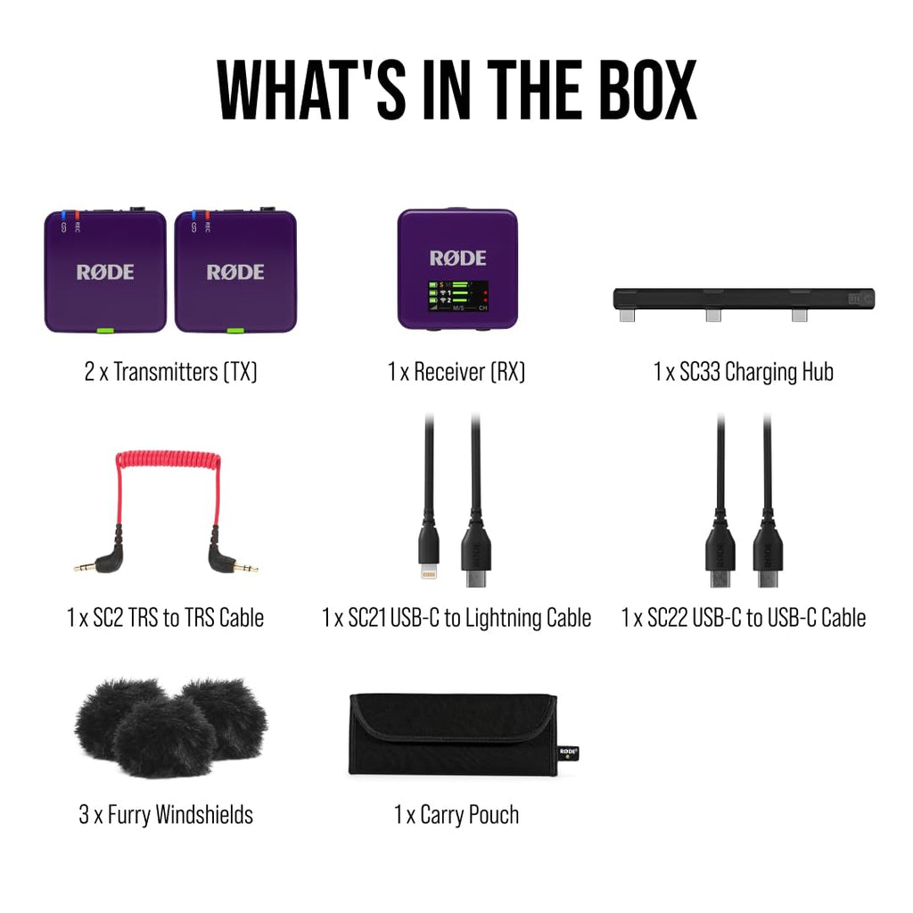 RØDE Wireless GO II Ultra-compact Dual-channel Wireless Microphone System with Built-in Microphones, On-board Recording and 200m Range for Filmmaking, Interviews and Content Creation