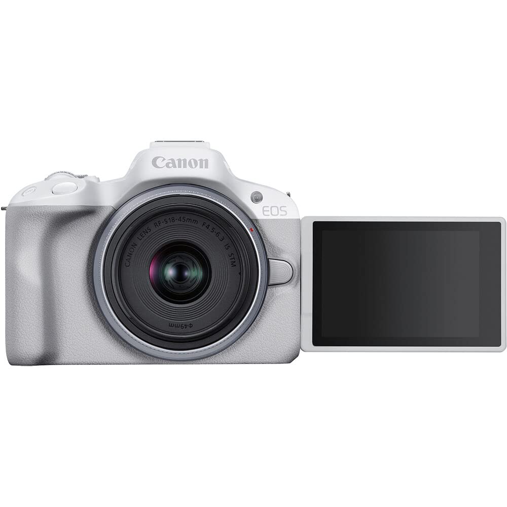 Canon EOS R50 Mirrorless Camera Kit – APS-C RF Camera with 18-45mm Lens, 4K Video, Dual Pixel AF II & Vari-Angle Touchscreen (5811C012) + Shoulder Bag + 64GB Memory Card