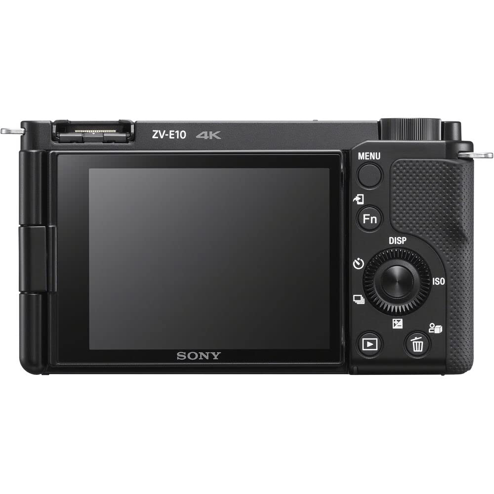 Sony ZV-E10 Mirrorless Camera Black with 16-50mm Power Zoom Lens (ILCZV-E10L) – 24.2 MP APS-C Sensor, 4K Video, Vari-Angle Screen w/ 64GB Memory Card, Bag, Card Reader and More