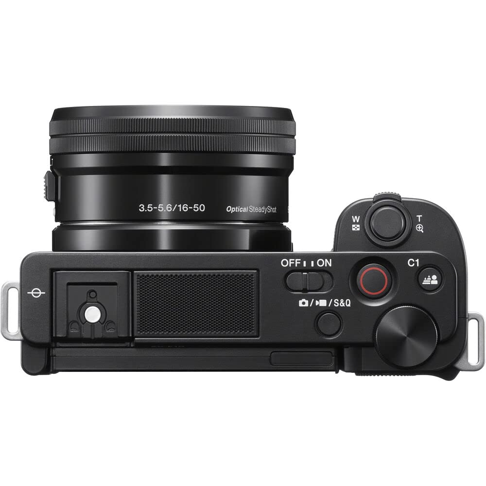 Sony ZV-E10 Mirrorless Camera Black with 16-50mm Power Zoom Lens (ILCZV-E10L) – 24.2 MP APS-C Sensor, 4K Video, Vari-Angle Screen w/ 64GB Memory Card, Bag, Card Reader and More