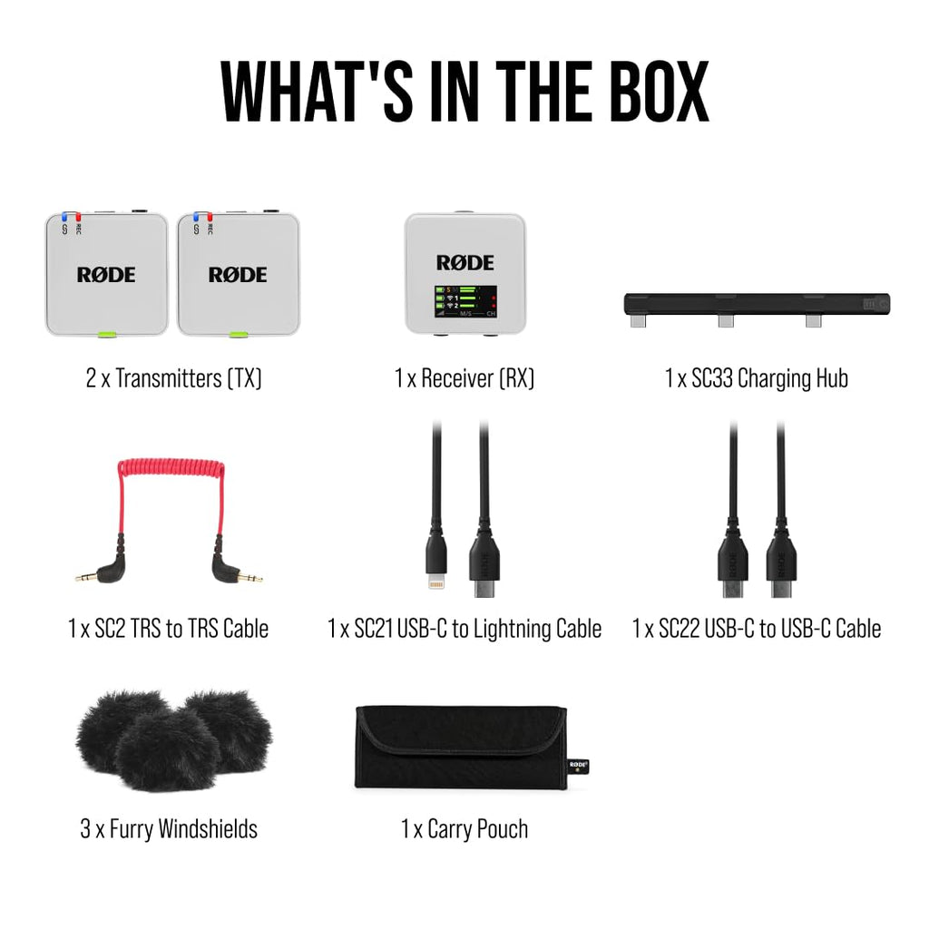 RØDE Wireless GO II Ultra-compact Dual-channel Wireless Microphone System with Built-in Microphones, On-board Recording and 200m Range for Filmmaking, Interviews and Content Creation