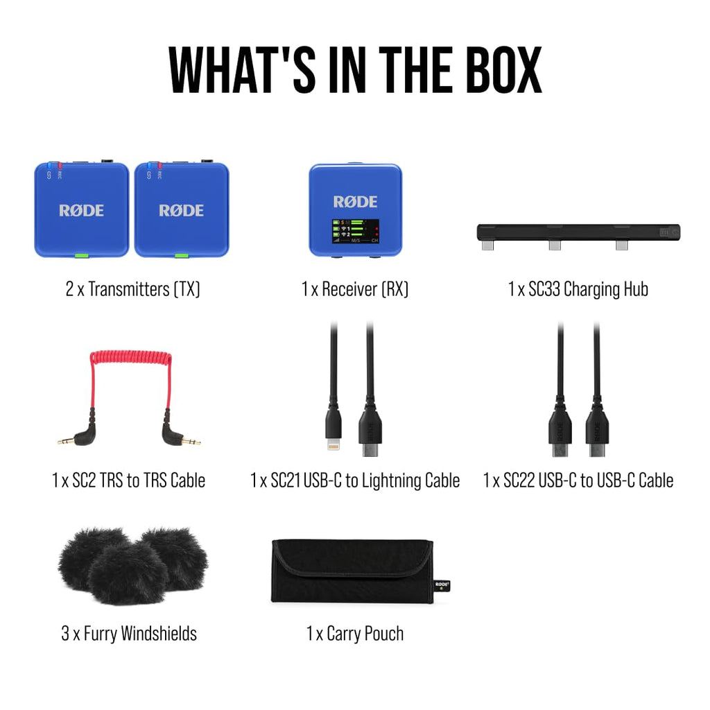 RØDE Wireless GO II Ultra-compact Dual-channel Wireless Microphone System with Built-in Microphones, On-board Recording and 200m Range for Filmmaking, Interviews and Content Creation