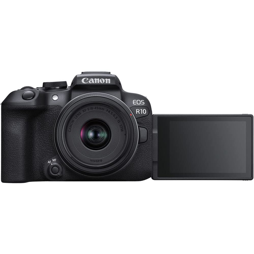 Canon EOS R10 Mirrorless Camera Kit with RF-S 18-45mm Lens | 24.2MP APS-C, 4K Video, Dual Pixel AF, 15fps Burst, Perfect for Beginner Photographers & Vloggers (5331C009) + 64GB Card + Shoulder Bag