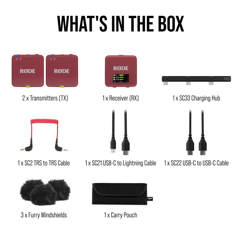 RØDE Wireless GO II Ultra-compact Dual-channel Wireless Microphone System with Built-in Microphones, On-board Recording and 200m Range for Filmmaking, Interviews and Content Creation