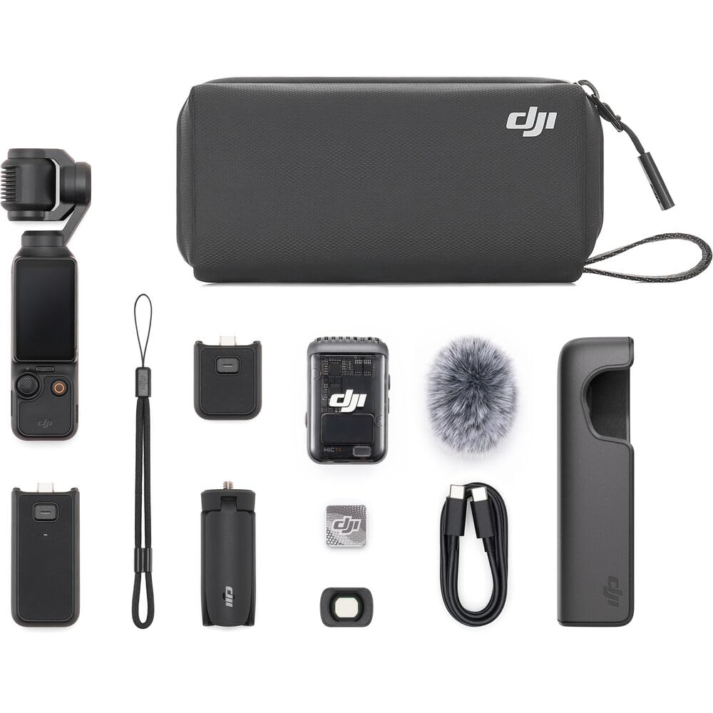 DJI Osmo Pocket 3 Creator Combo, 1'' CMOS, 4K Resolution/120fps Vlog Camera, 3-Axis Stabilization, Face/Object Tracking, Mic Included for Clear Sound, Digital Camera for YouTube
