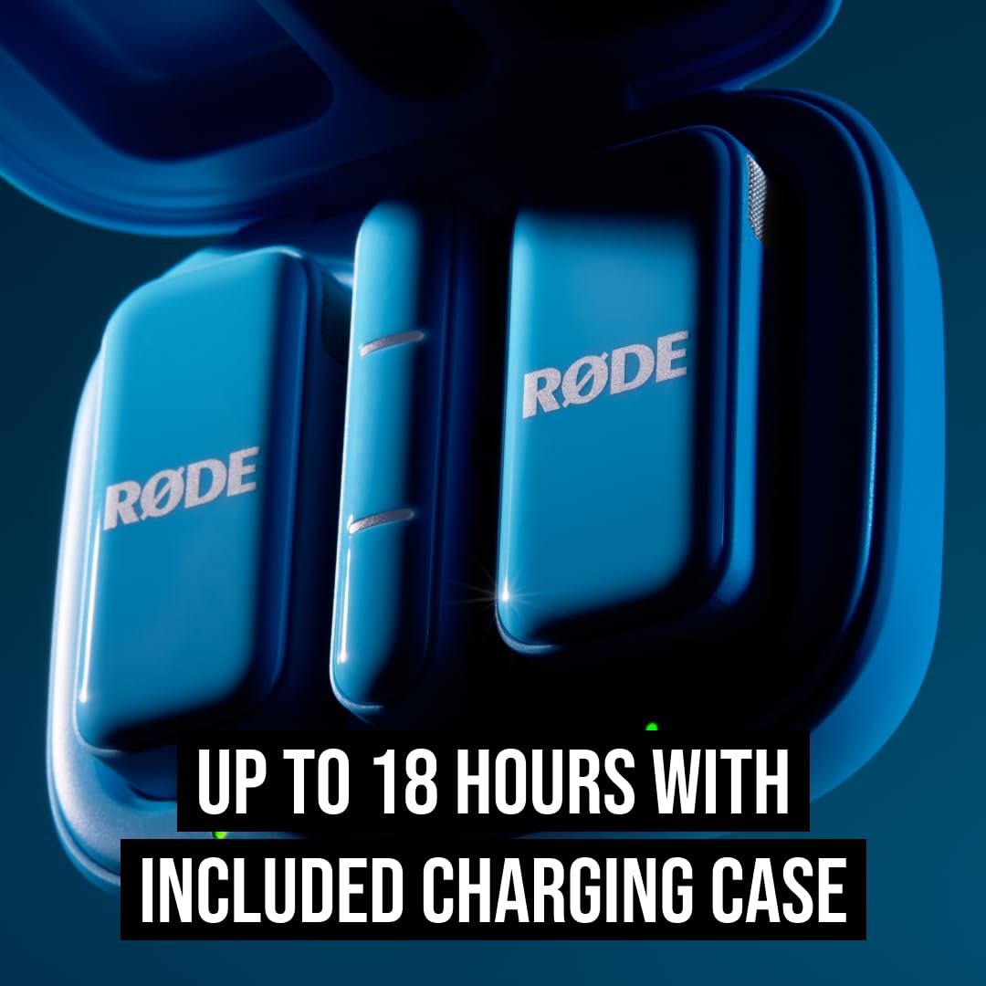 RØDE Wireless Micro - Compact Wireless Microphone Camera Kit, Two Mics with Camera Receiver, Smartphone Receiver, and Charge Case for Content Creation - USB-C, Black