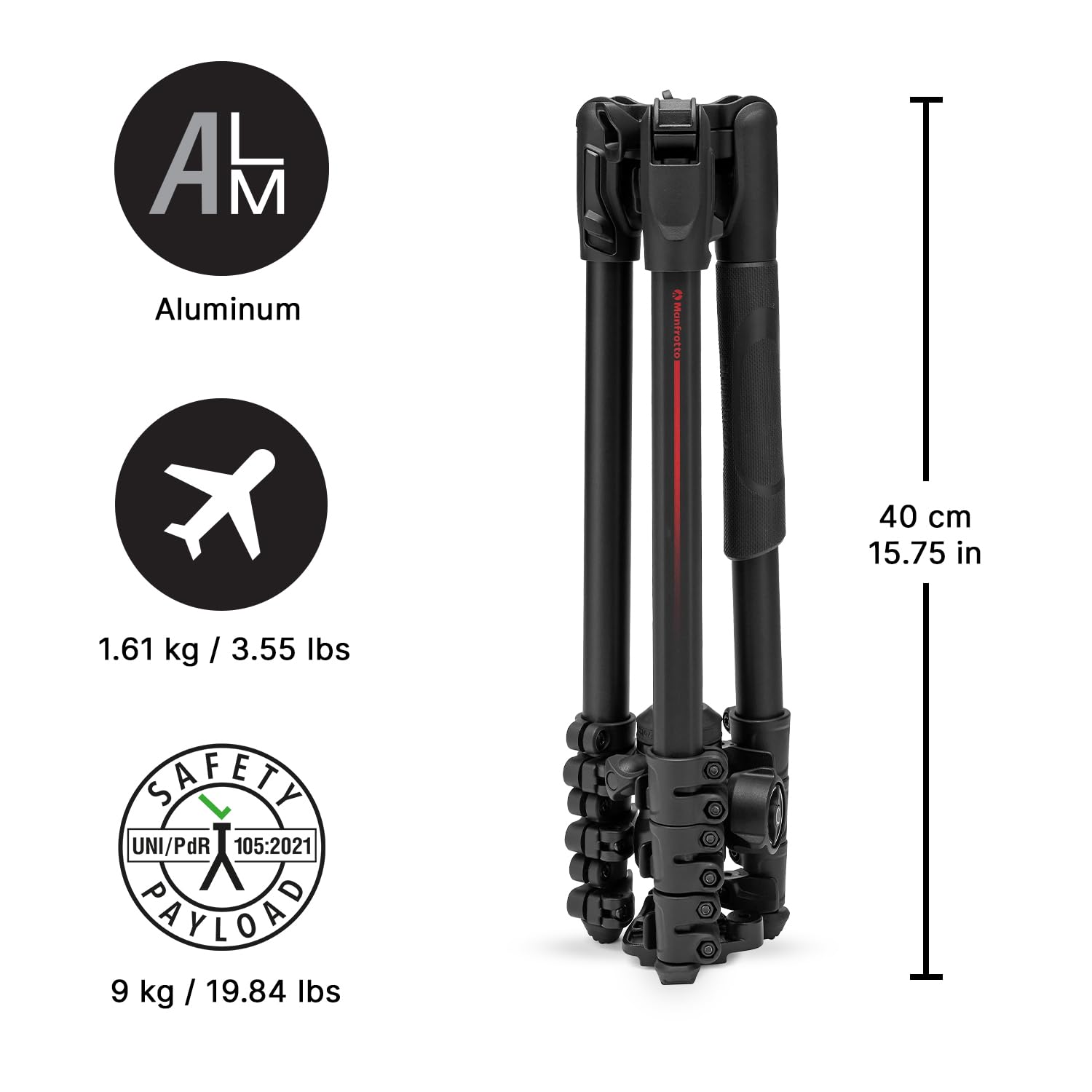 Manfrotto Befree Advanced Camera Tripod with Lever Closure, Portable and Compact Travel Tripod Kit with Ball Head, Aluminum Tripod for DSLR Reflex and Mirrorless Cameras, Camera Accessories