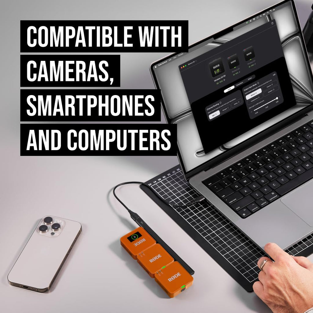 RØDE Wireless GO II Ultra-compact Dual-channel Wireless Microphone System with Built-in Microphones, On-board Recording and 200m Range for Filmmaking, Interviews and Content Creation