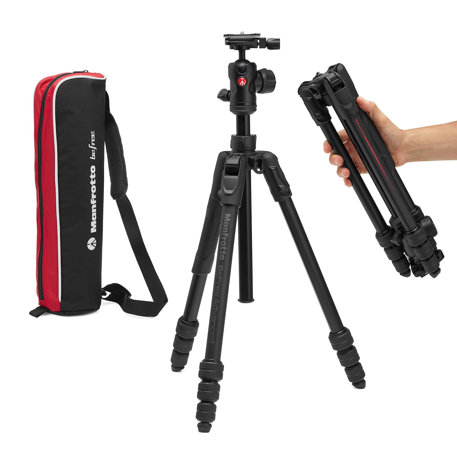 Manfrotto Befree Advanced Camera Tripod with Lever Closure, Portable and Compact Travel Tripod Kit with Ball Head, Aluminum Tripod for DSLR Reflex and Mirrorless Cameras, Camera Accessories