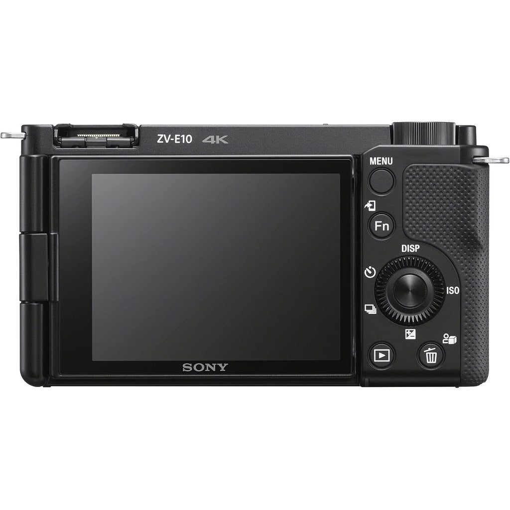 Sony ZV-E10 Mirrorless Camera Black with 16-50mm Power Zoom Lens (ILCZV-E10L) – 24.2 MP APS-C Sensor, 4K Video, Vari-Angle Screen w/ 64GB Memory Card, Bag, Card Reader and More