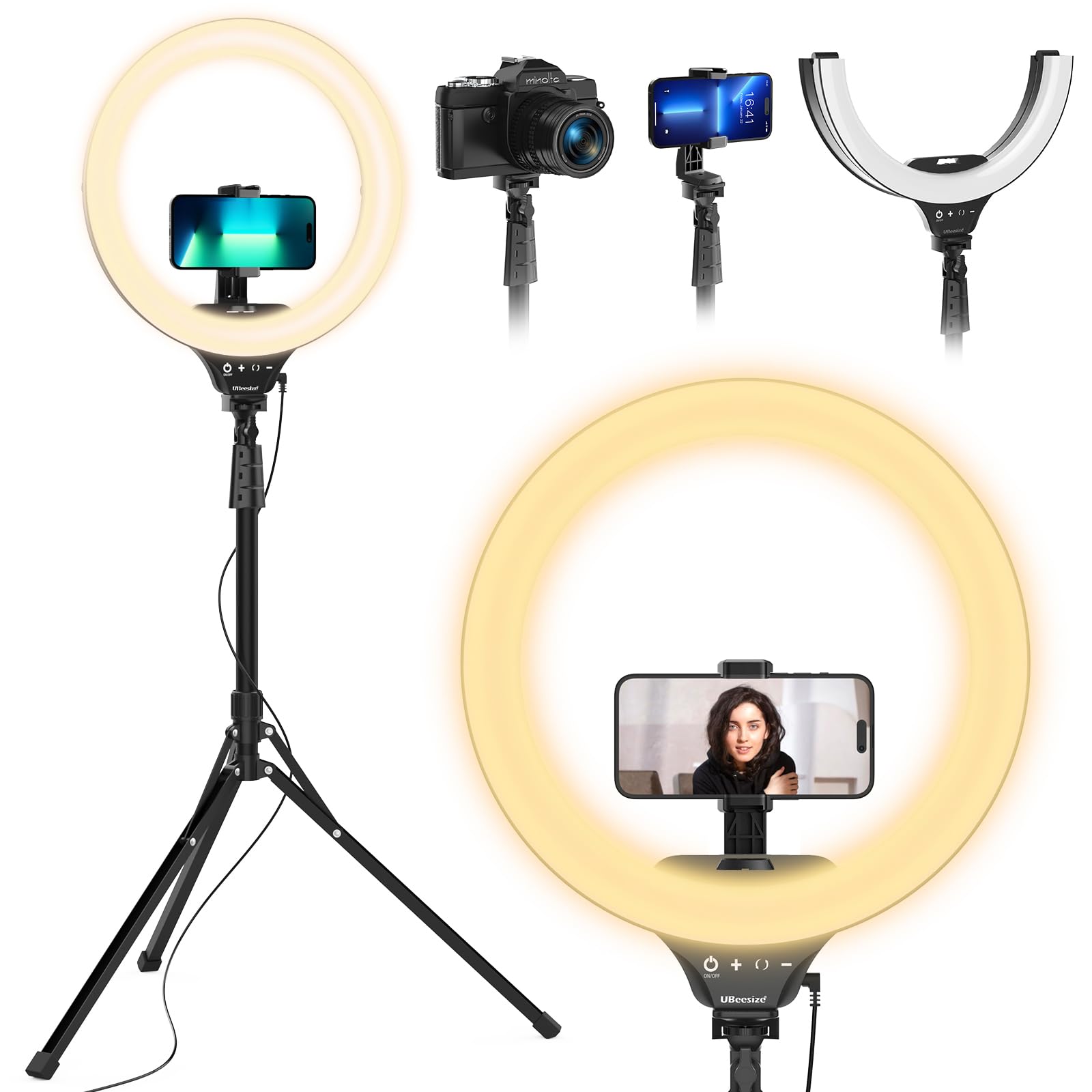 UBeesize 12'' LED Ring Light with 62'' Tripod Stand