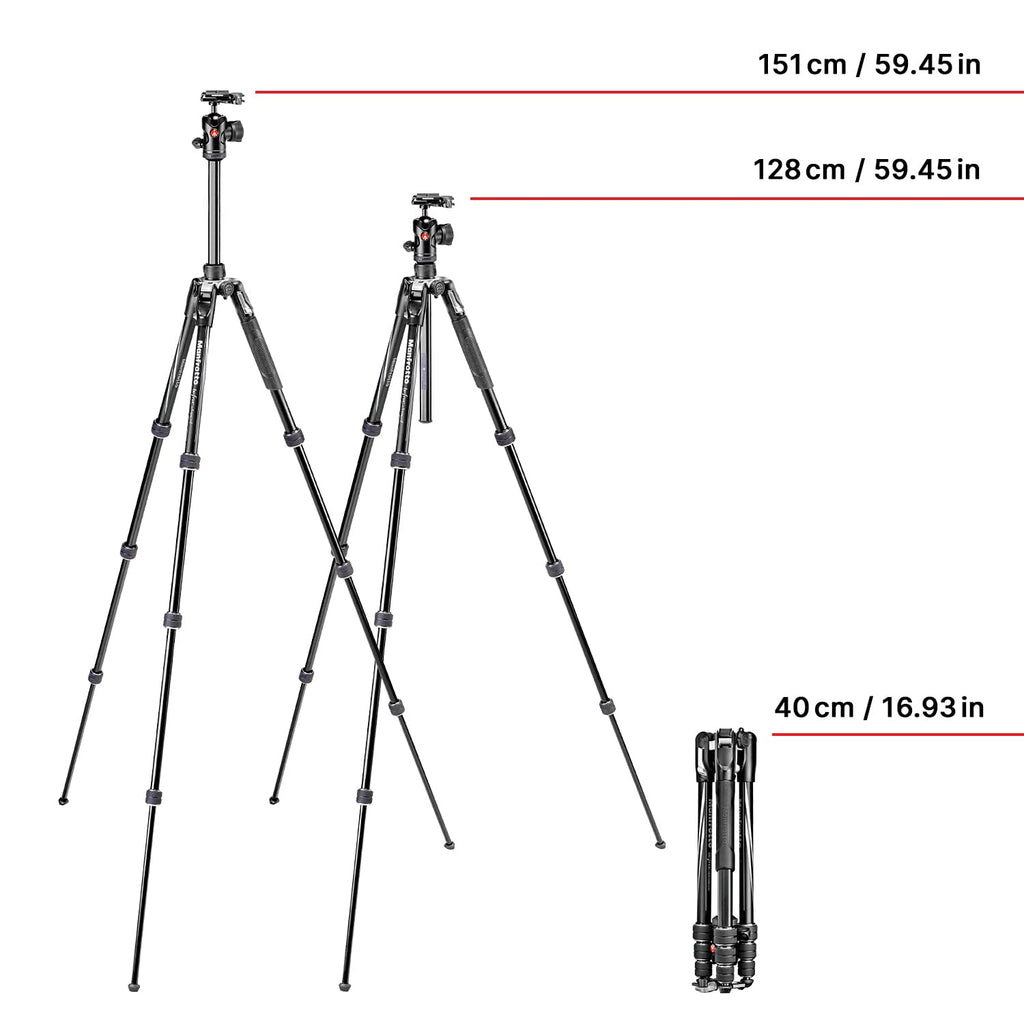 Manfrotto Befree Advanced Camera Tripod with Lever Closure, Portable and Compact Travel Tripod Kit with Ball Head, Aluminum Tripod for DSLR Reflex and Mirrorless Cameras, Camera Accessories