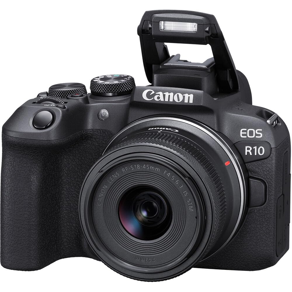 Canon EOS R10 Mirrorless Camera Kit with RF-S 18-45mm Lens | 24.2MP APS-C, 4K Video, Dual Pixel AF, 15fps Burst, Perfect for Beginner Photographers & Vloggers (5331C009) + 64GB Card + Shoulder Bag