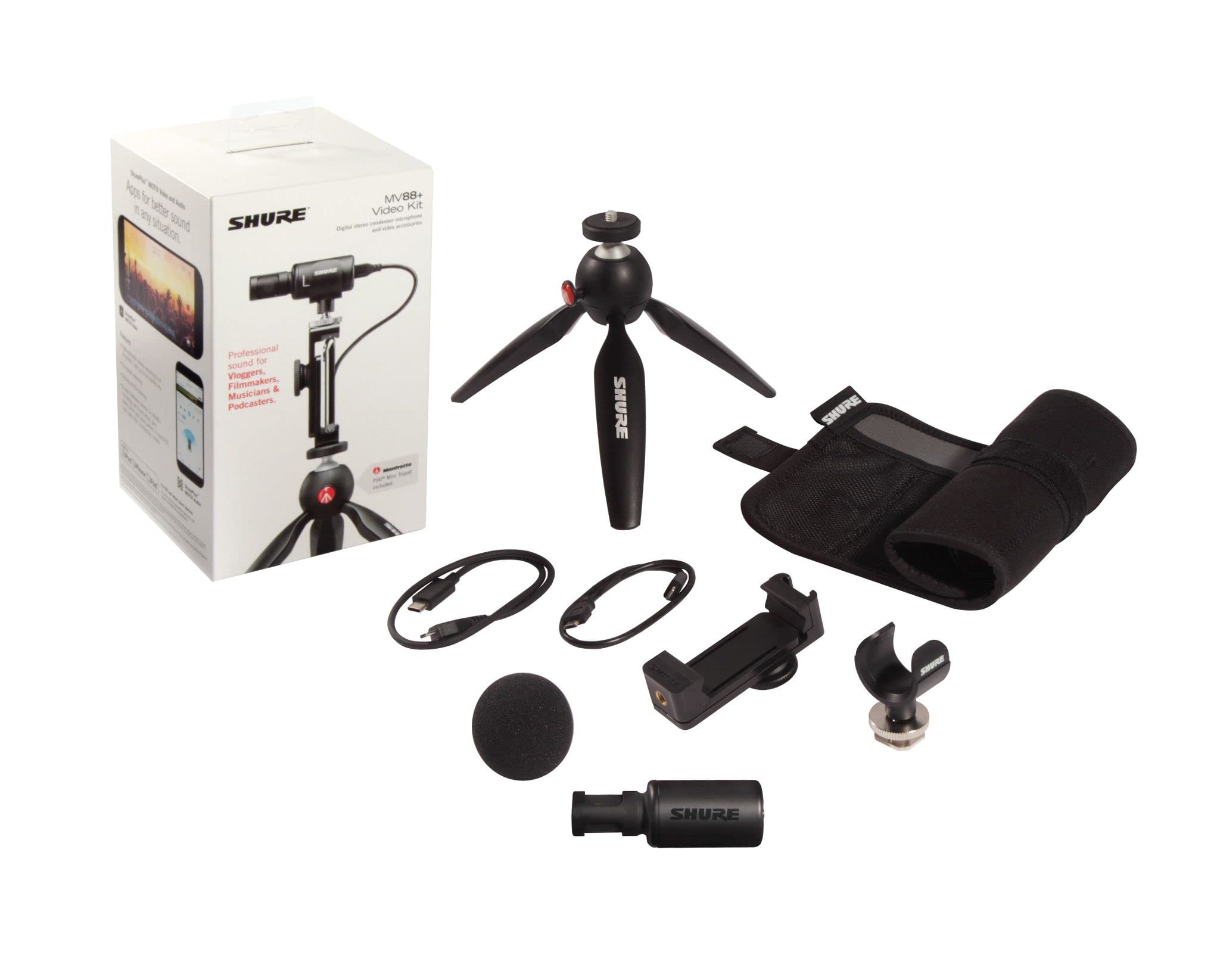 Shure MV88+ Video Kit - Digital Stereo Condenser Microphone for Apple and Android