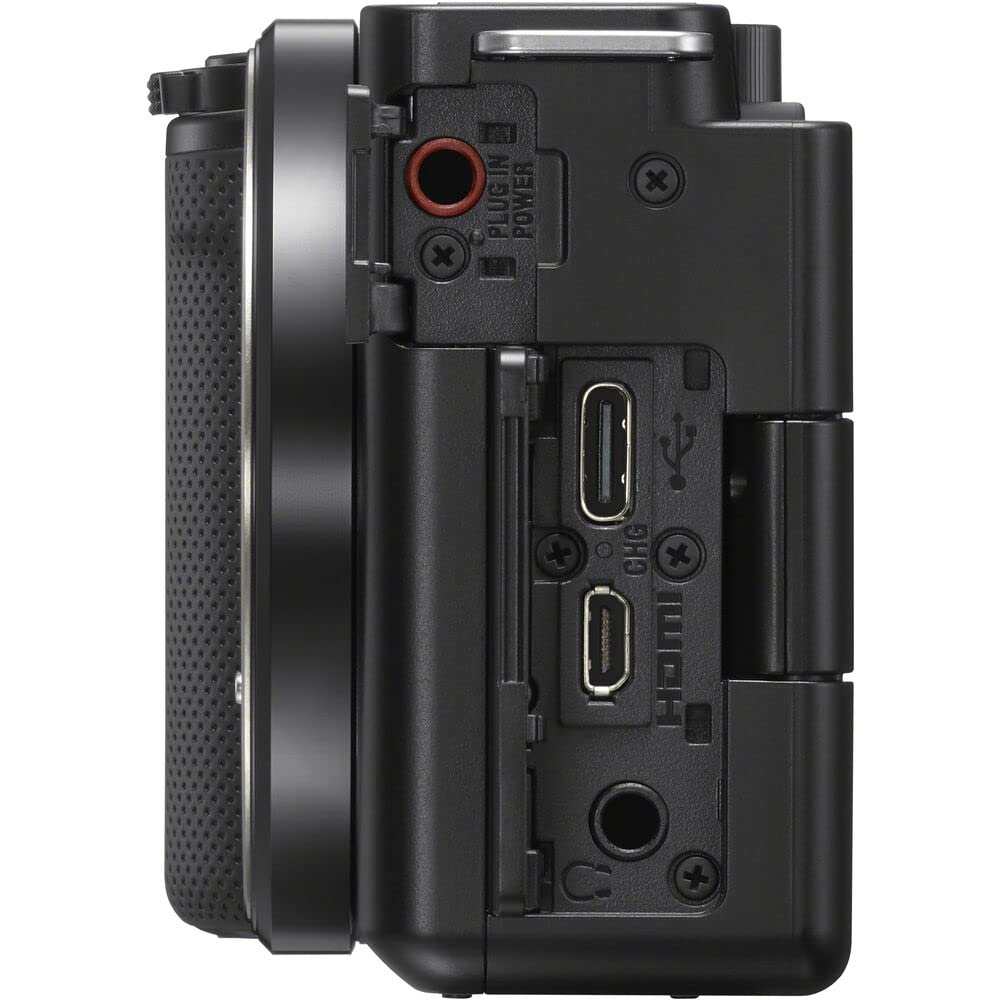 Sony ZV-E10 Mirrorless Camera Black with 16-50mm Power Zoom Lens (ILCZV-E10L) – 24.2 MP APS-C Sensor, 4K Video, Vari-Angle Screen w/ 64GB Memory Card, Bag, Card Reader and More