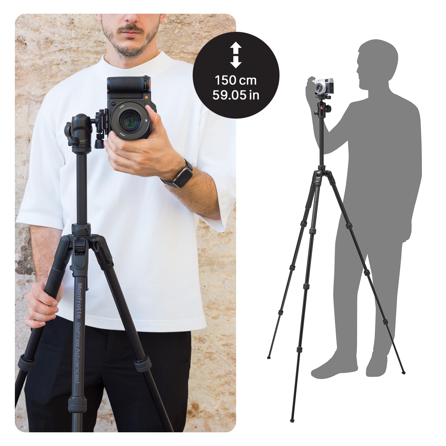 Manfrotto Befree Advanced Camera Tripod with Lever Closure, Portable and Compact Travel Tripod Kit with Ball Head, Aluminum Tripod for DSLR Reflex and Mirrorless Cameras, Camera Accessories