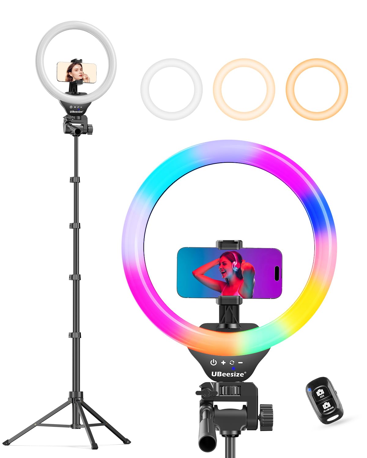 UBeesize 12'' LED Ring Light with 62'' Tripod Stand
