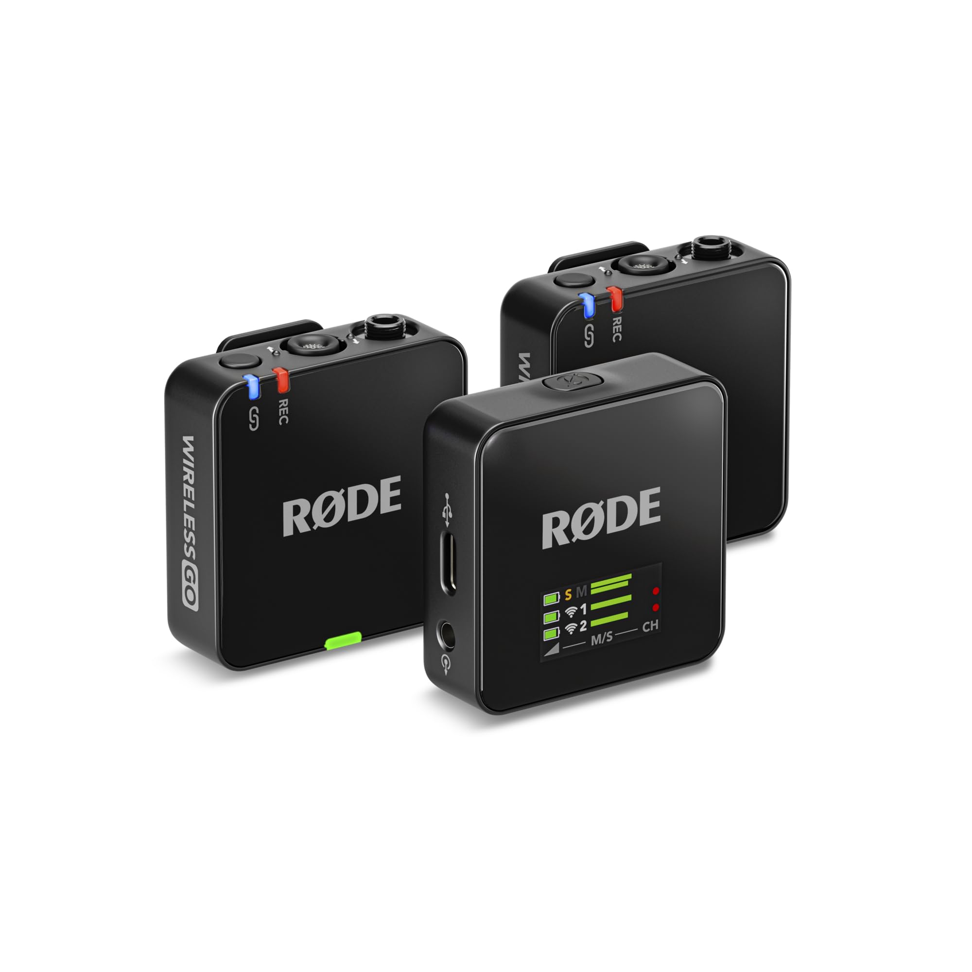 RØDE Wireless GO II Ultra-compact Dual-channel Wireless Microphone System with Built-in Microphones, On-board Recording and 200m Range for Filmmaking, Interviews and Content Creation