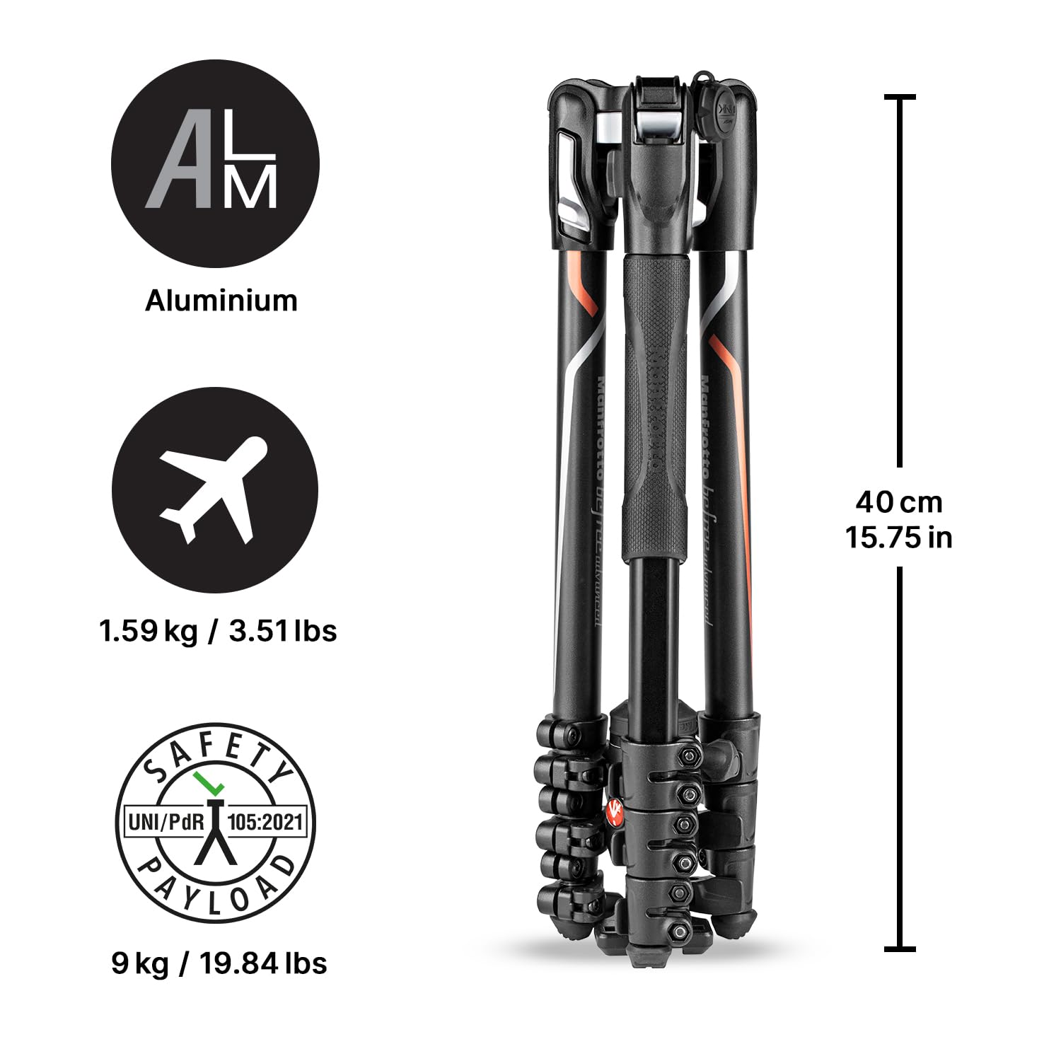 Manfrotto Befree Advanced Camera Tripod with Lever Closure, Portable and Compact Travel Tripod Kit with Ball Head, Aluminum Tripod for DSLR Reflex and Mirrorless Cameras, Camera Accessories