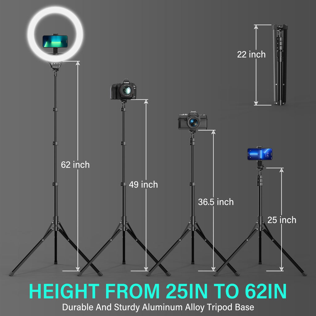 UBeesize 12'' LED Ring Light with 62'' Tripod Stand
