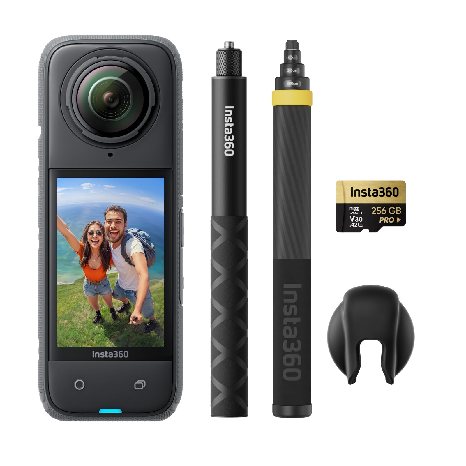 Insta360 X4 Standard Bundle - Waterproof 8K 360 Action Camera, 4K Wide-Angle Video, Invisible Selfie Stick Effect, Removable Lens Guards, 135 Min Battery Life, AI Editing, Stabilization