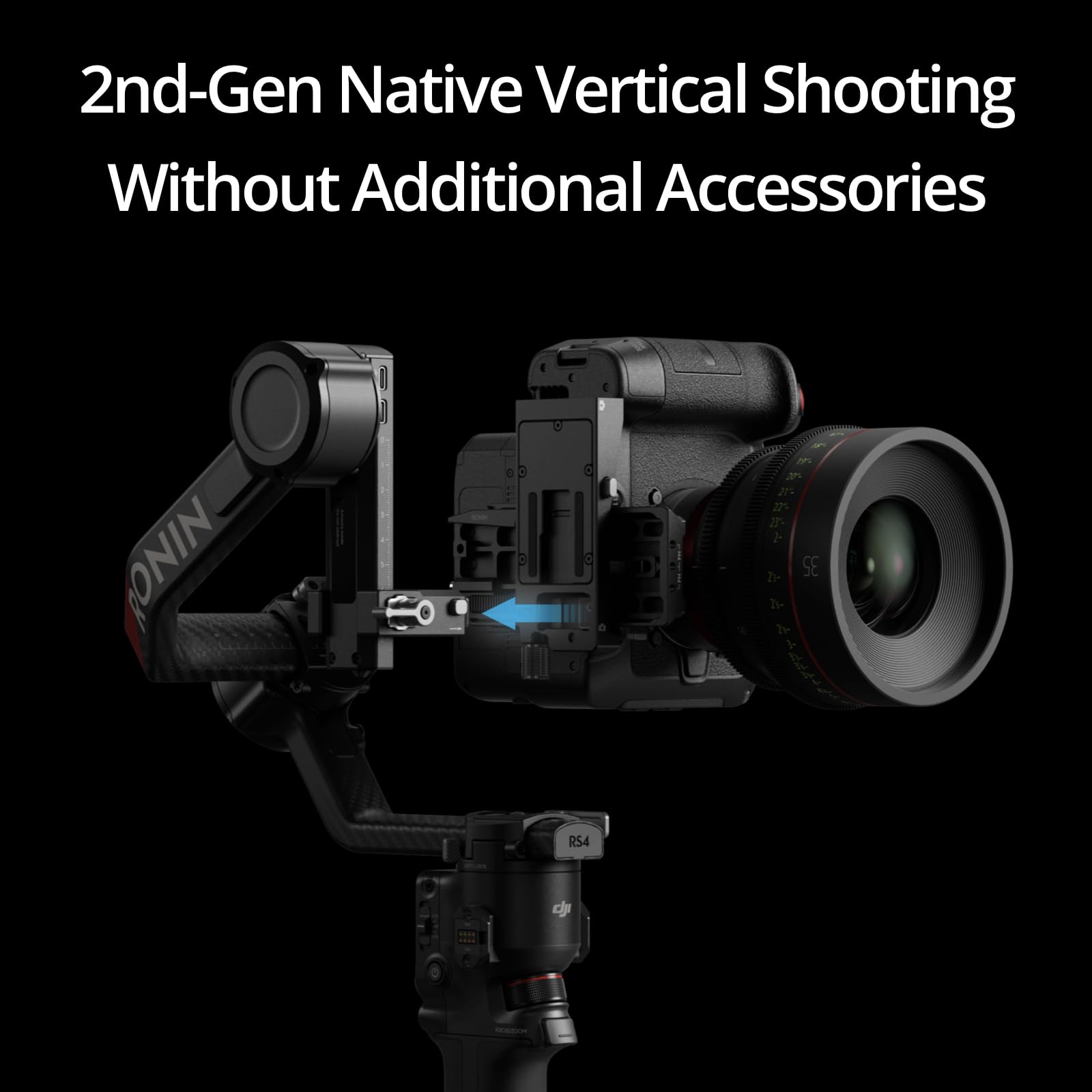 DJI RS 4 Pro, 3-Axis Gimbal stabilizer for Camera for DSLR & Cinema Camera Stabilizer Canon/Sony/Panasonic/Nikon/Fujifilm, 2nd-Gen Native Vertical Shooting, 4.5kg (10lbs) Payload, Camera Gimbal