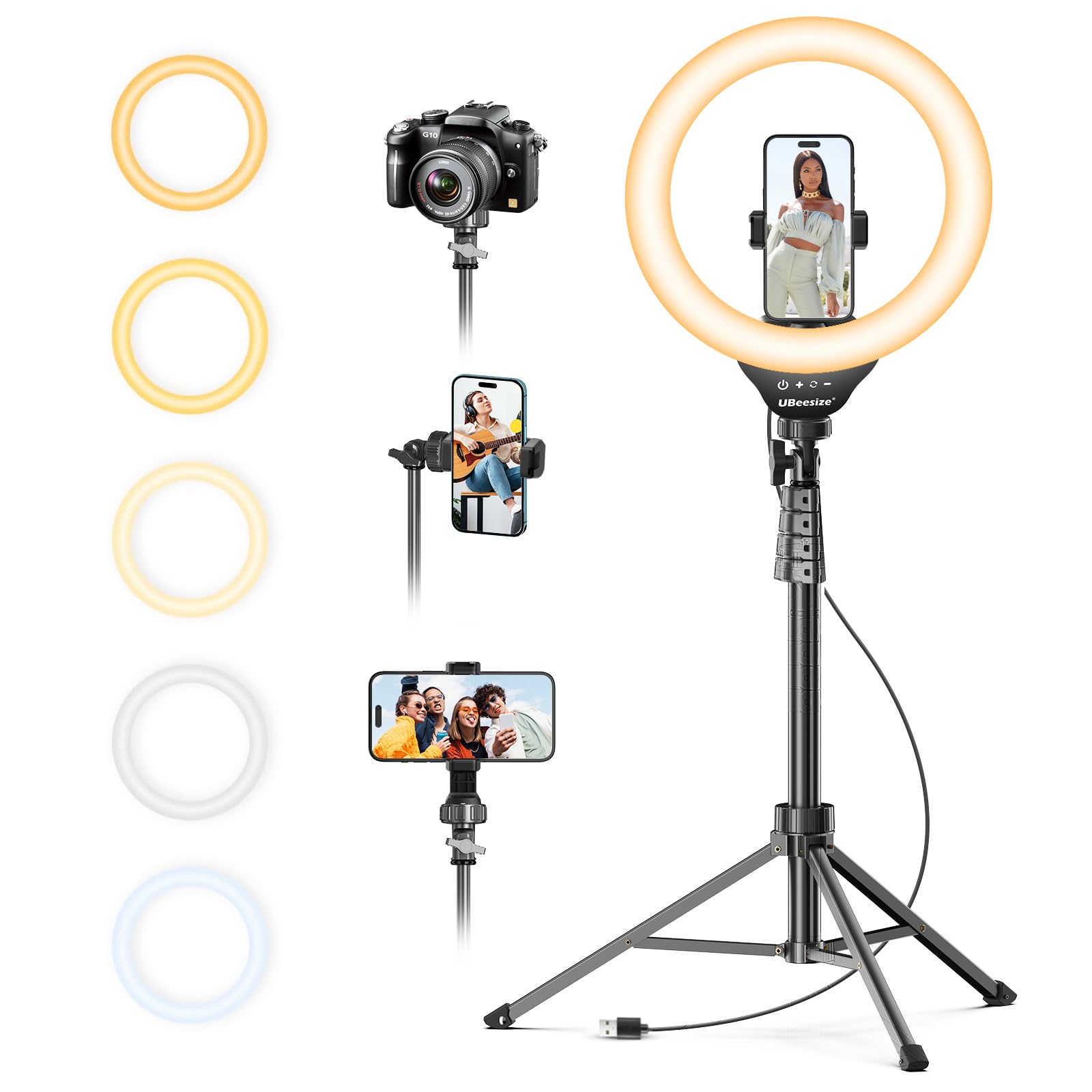 UBeesize 12'' LED Ring Light with 62'' Tripod Stand