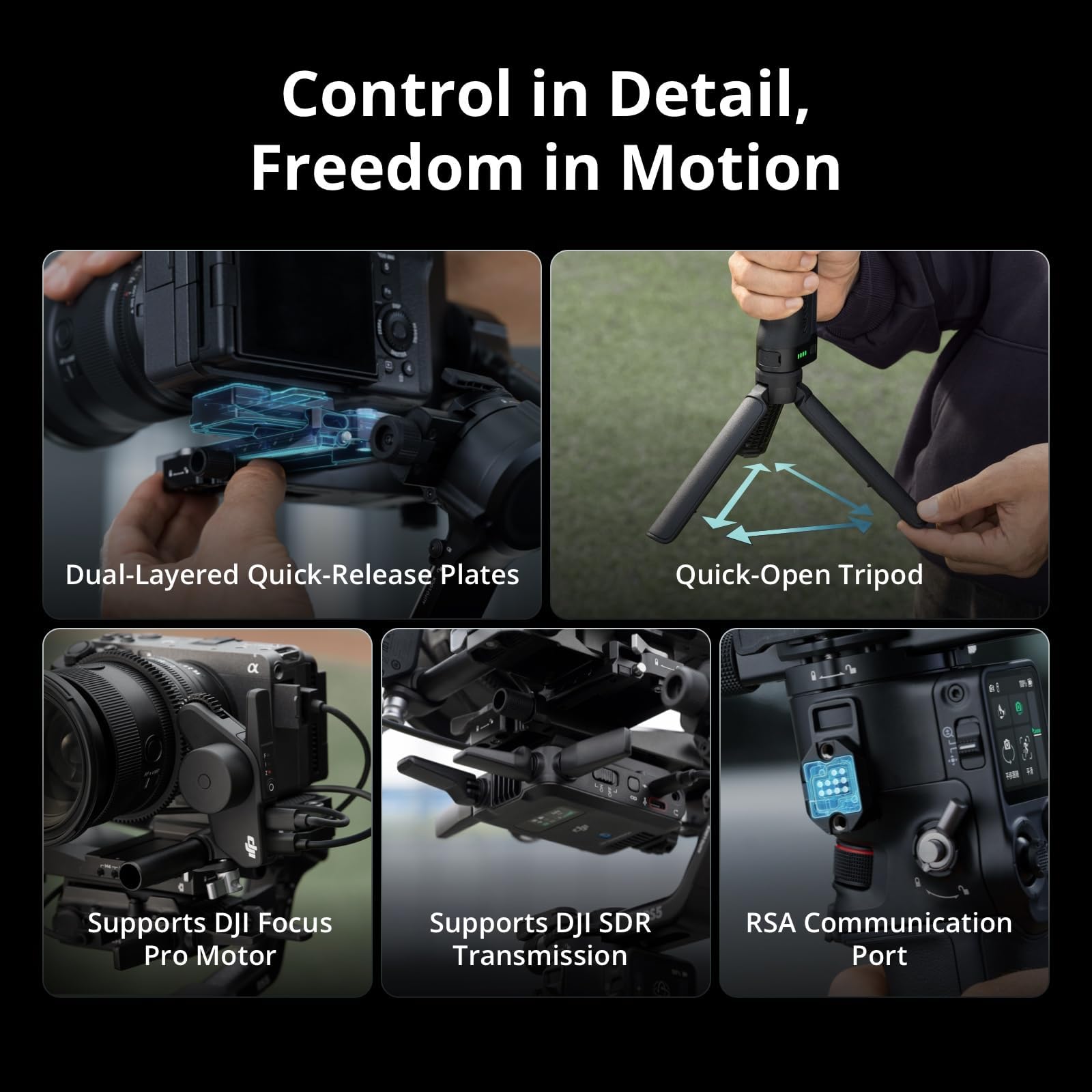 DJI RS 4, 3-Axis Gimbal Stabilizer for DSLR and Mirrorless Cameras Canon/Sony/Panasonic/Nikon/Fujifilm, 2nd-Gen Native Vertical Shooting, 2-Mode Switch Joystick, Teflon Axis Arms, Camera Gimbal