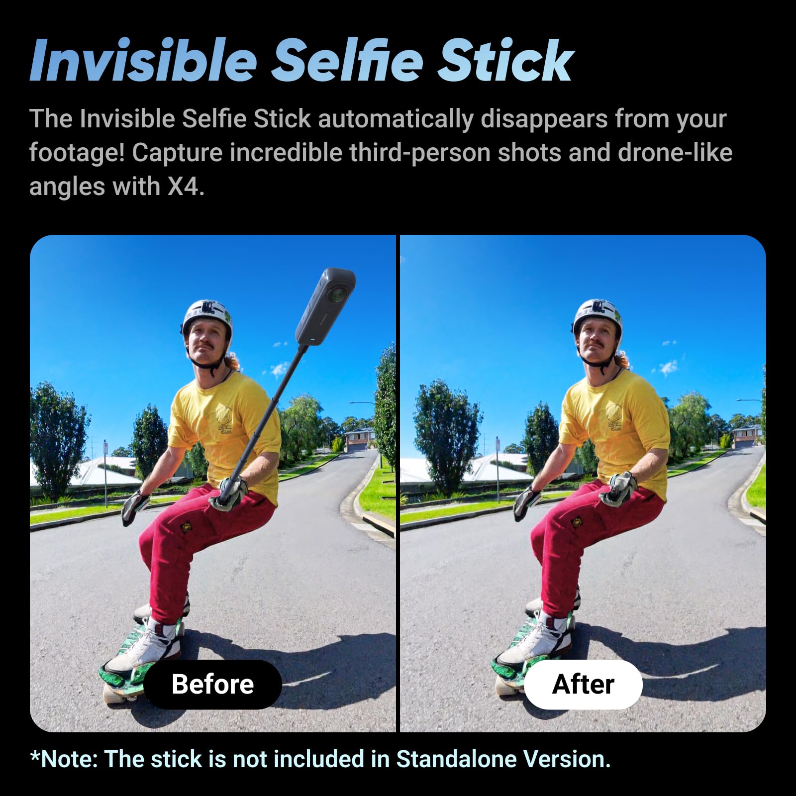 Insta360 X4 Standard Bundle - Waterproof 8K 360 Action Camera, 4K Wide-Angle Video, Invisible Selfie Stick Effect, Removable Lens Guards, 135 Min Battery Life, AI Editing, Stabilization