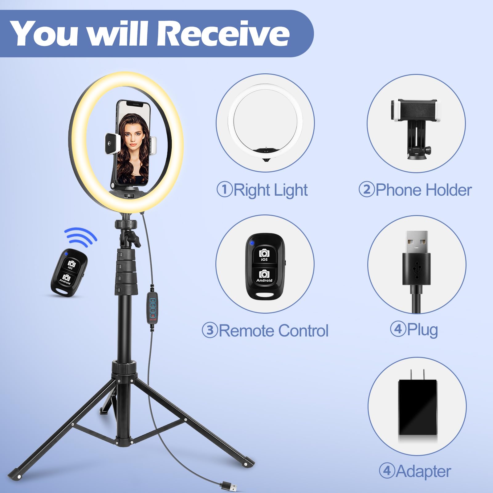 UBeesize 12'' LED Ring Light with 62'' Tripod Stand