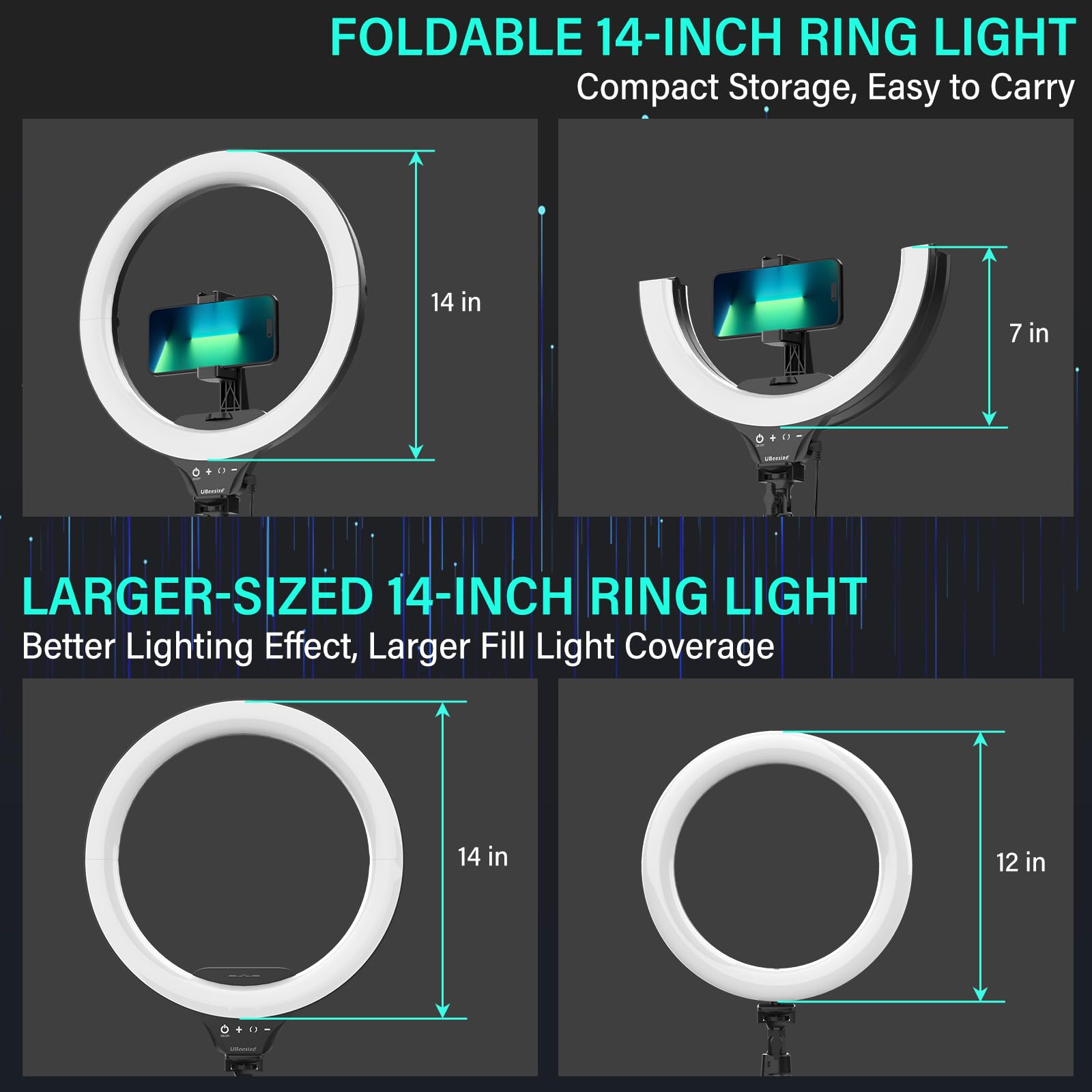 UBeesize 12'' LED Ring Light with 62'' Tripod Stand