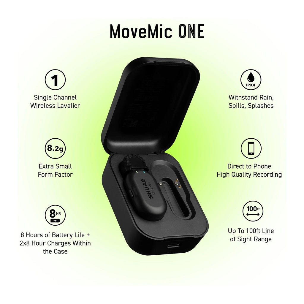 Shure MoveMic Two Kit, Pro Wireless Lavalier Microphones with Camera Receiver for DSLR