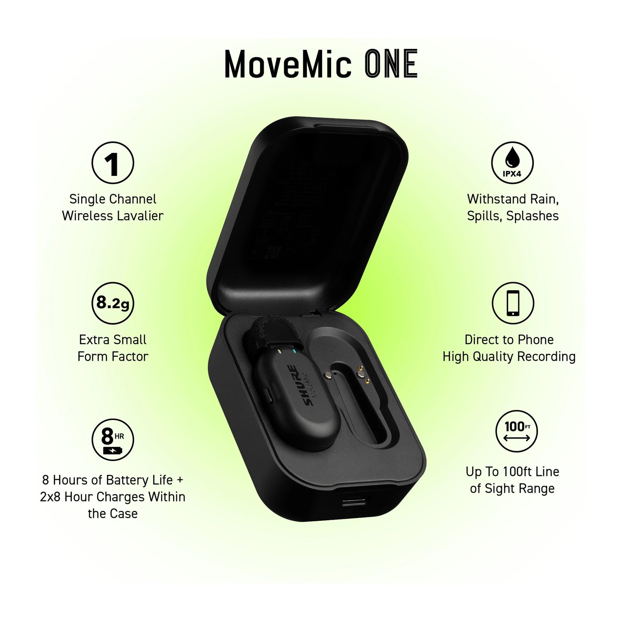 Shure MoveMic Two Kit, Pro Wireless Lavalier Microphones with Camera Receiver for DSLR