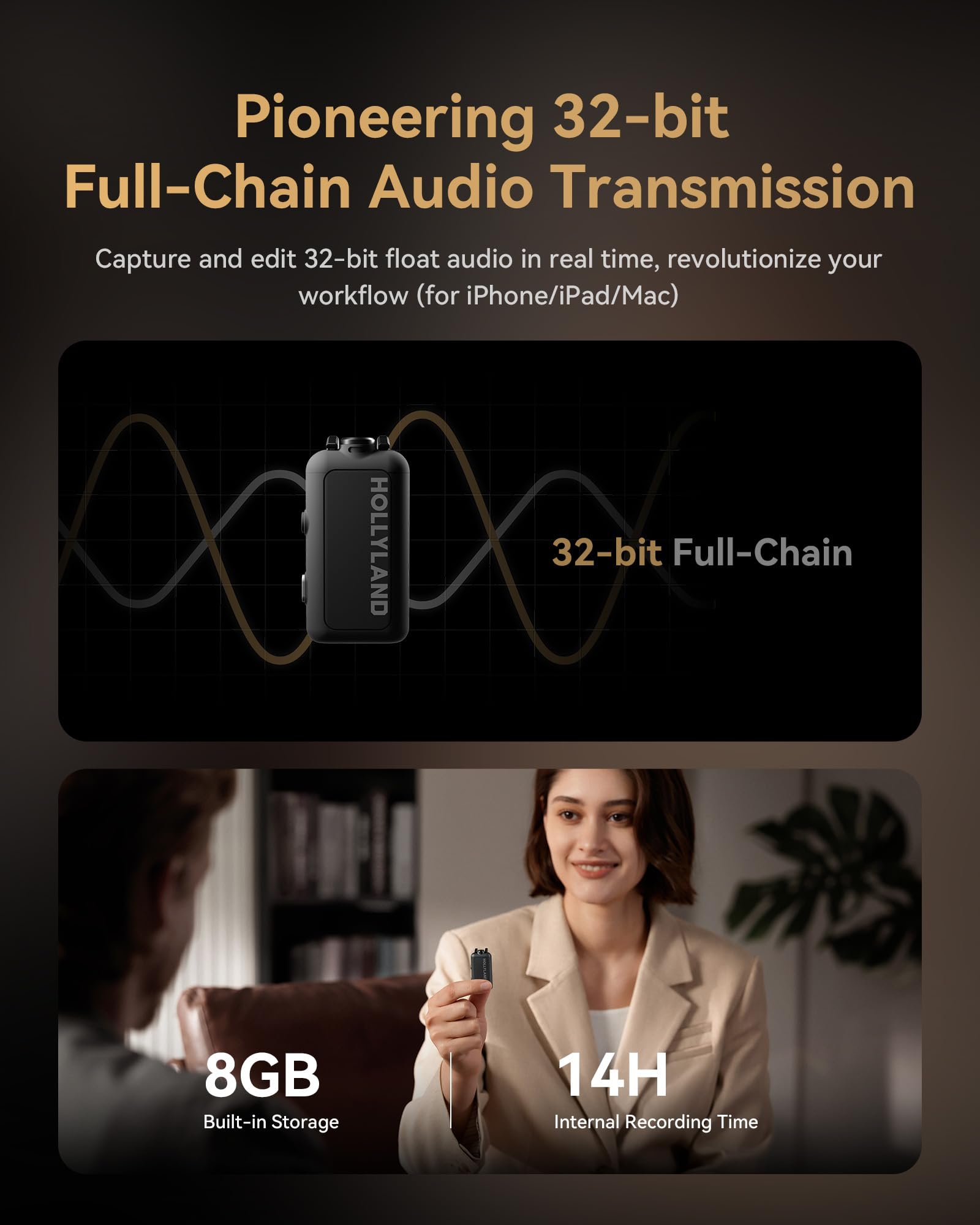 Hollyland Lark MAX 2 Wireless Microphone for iPhone/Camera/Android