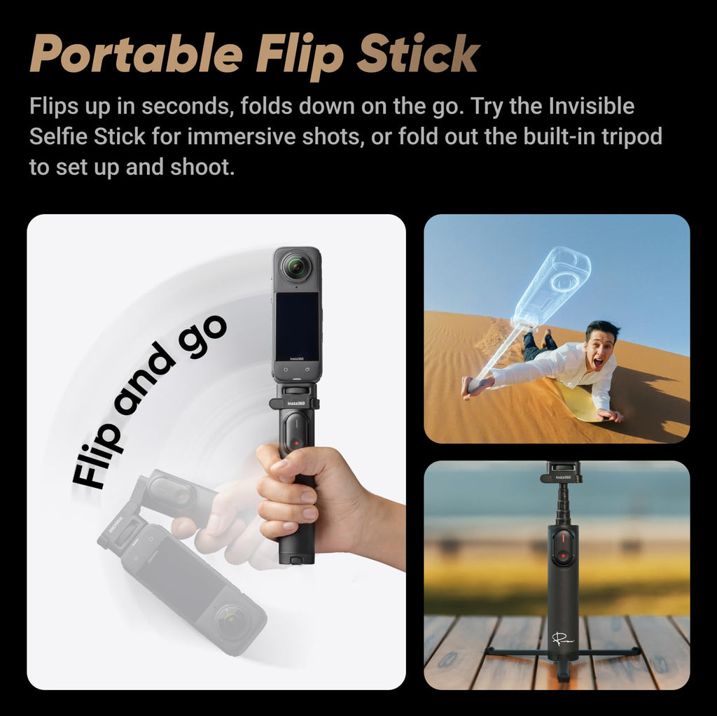 Insta360 X4 Standard Bundle - Waterproof 8K 360 Action Camera, 4K Wide-Angle Video, Invisible Selfie Stick Effect, Removable Lens Guards, 135 Min Battery Life, AI Editing, Stabilization