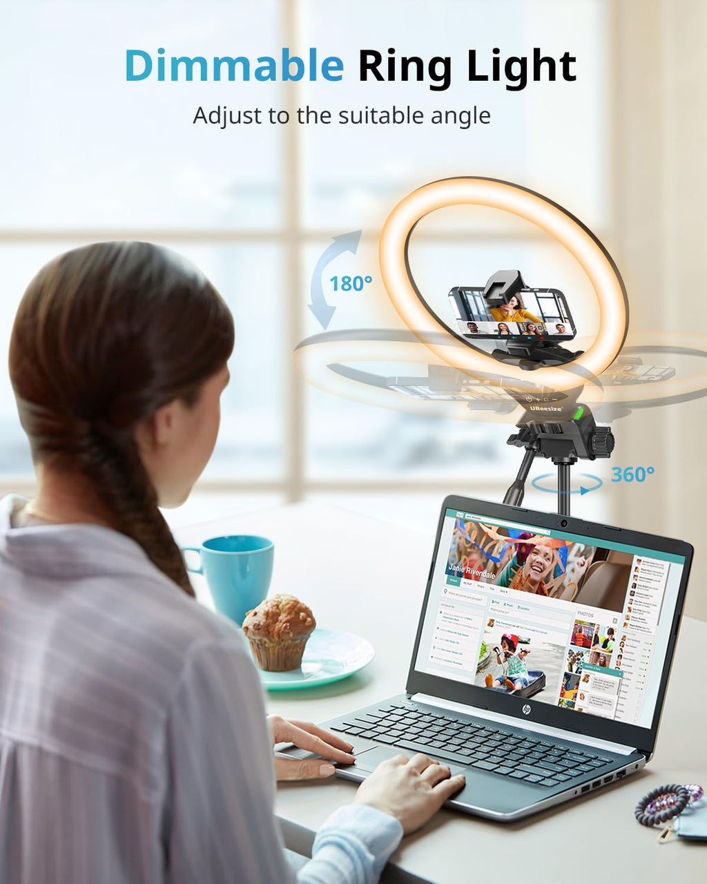 UBeesize 12'' LED Ring Light with 62'' Tripod Stand