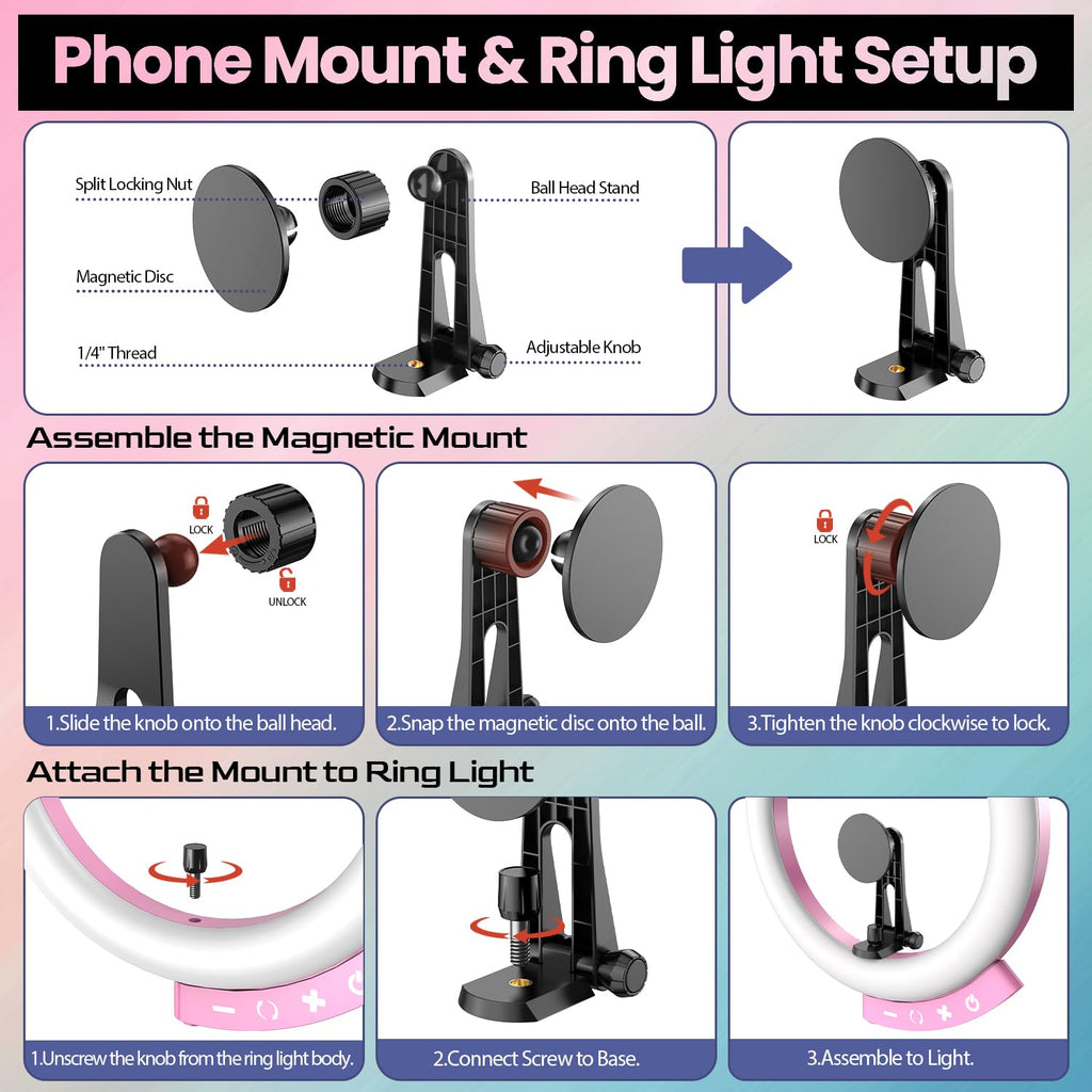 UBeesize 12'' LED Ring Light with 62'' Tripod Stand