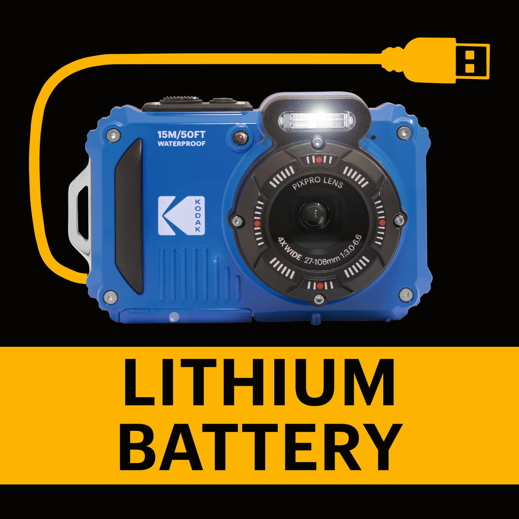 Kodak PIXPRO WPZ2 Waterproof Digital Camera, 16MP with 4X Optical Zoom, Shockproof, Dustproof, 1080p Video, Wi-Fi, Waterproof to 50ft, Blue
