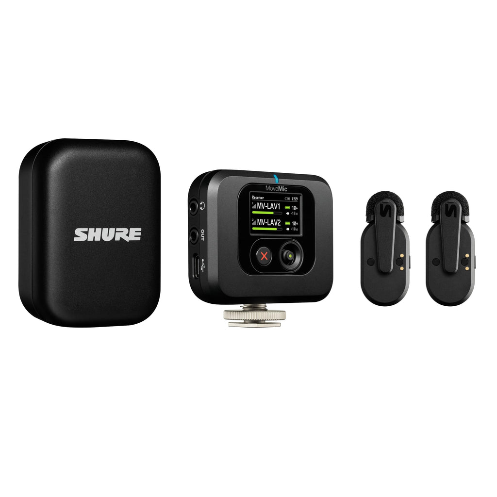 Shure MoveMic Two Kit, Pro Wireless Lavalier Microphones with Camera Receiver for DSLR