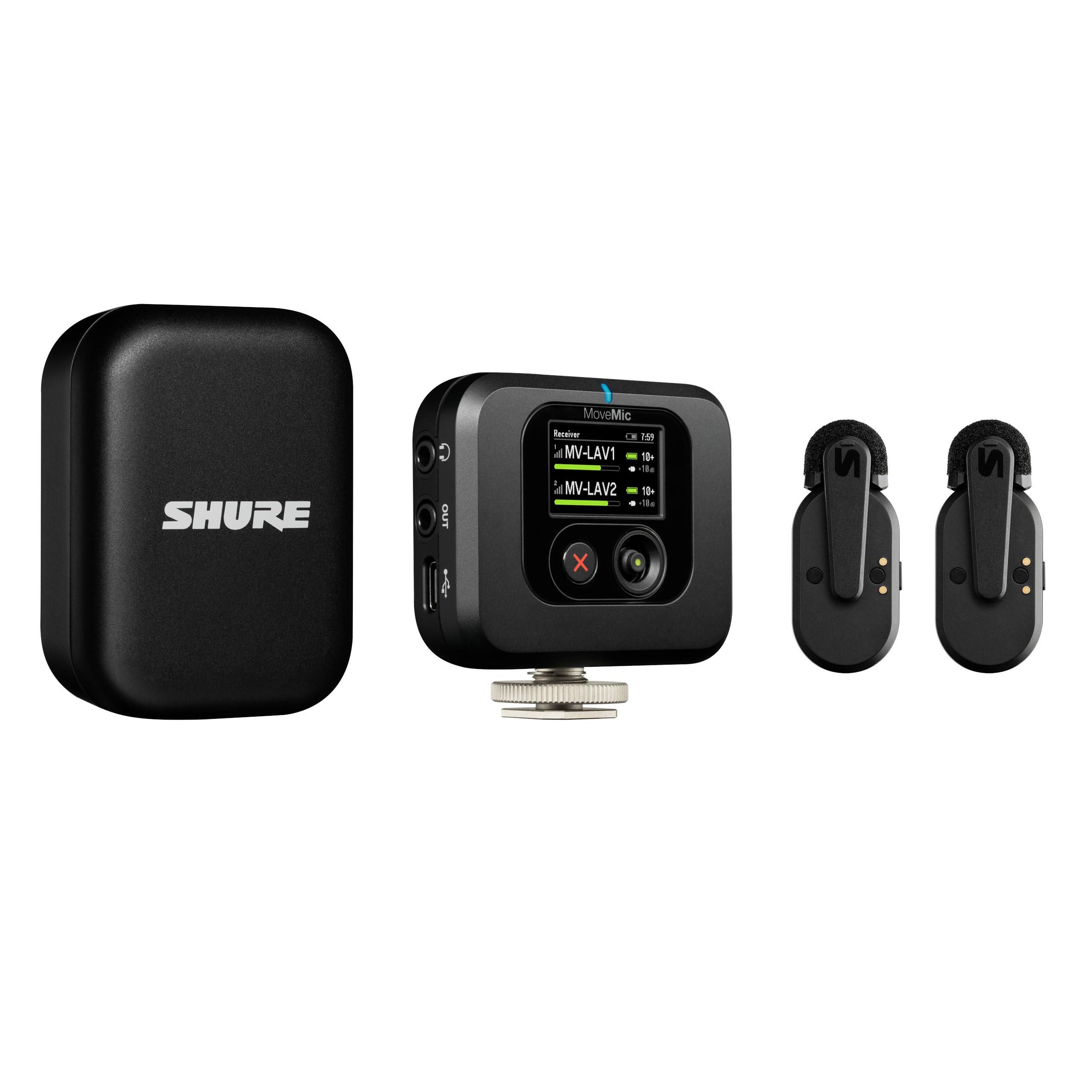 Shure MoveMic Two Kit, Pro Wireless Lavalier Microphones with Camera Receiver for DSLR