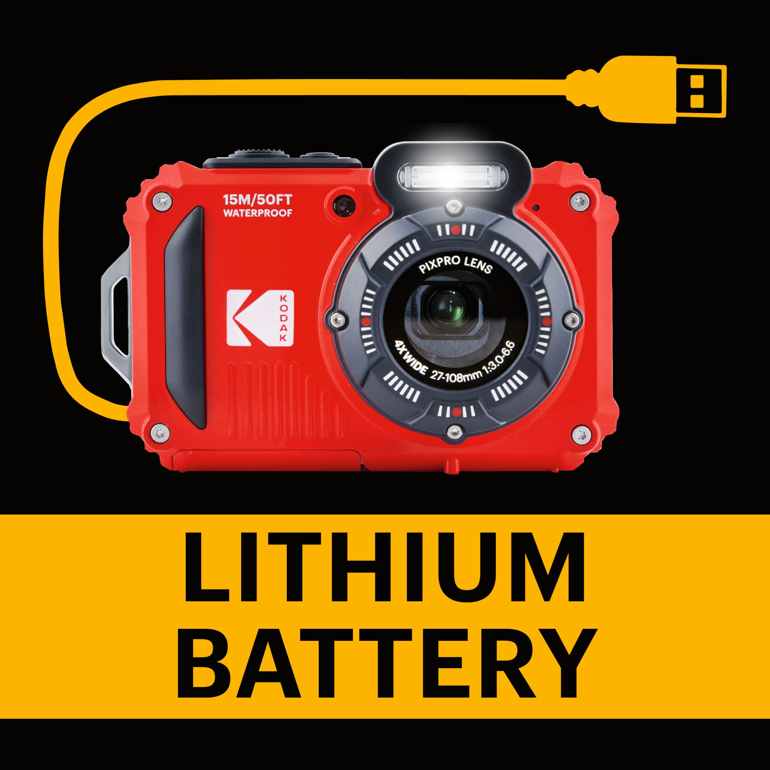 Kodak PIXPRO WPZ2 Waterproof Digital Camera, 16MP with 4X Optical Zoom, Shockproof, Dustproof, 1080p Video, Wi-Fi, Waterproof to 50ft, Blue