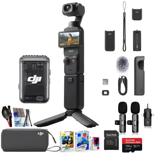 DJI Osmo Pocket 3 Creator Combo, 1'' CMOS, 4K Resolution/120fps Vlog Camera, 3-Axis Stabilization, Face/Object Tracking, Mic Included for Clear Sound, Digital Camera for YouTube