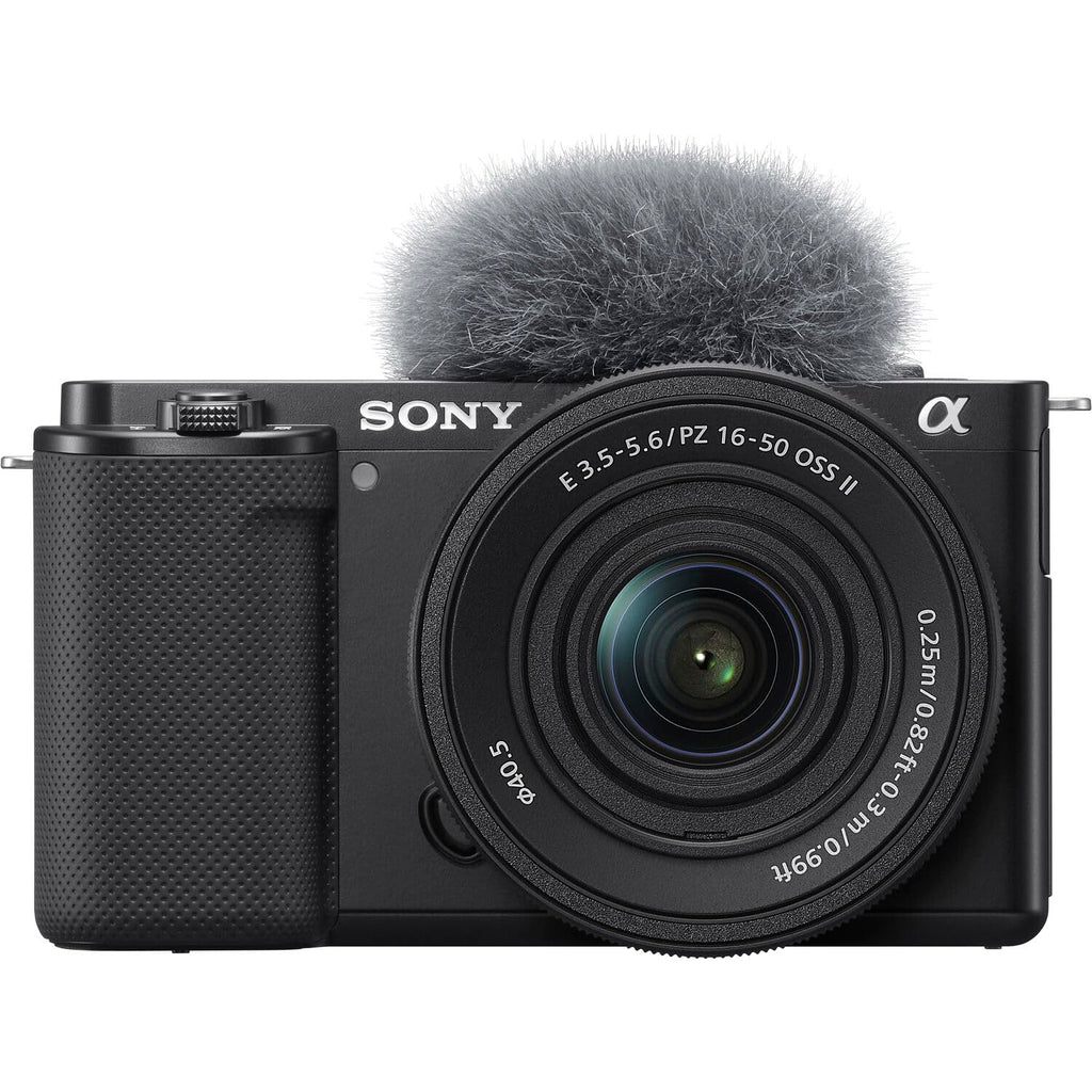 Sony ZV-E10 Mirrorless Camera Black with 16-50mm Power Zoom Lens (ILCZV-E10L) – 24.2 MP APS-C Sensor, 4K Video, Vari-Angle Screen w/ 64GB Memory Card, Bag, Card Reader and More